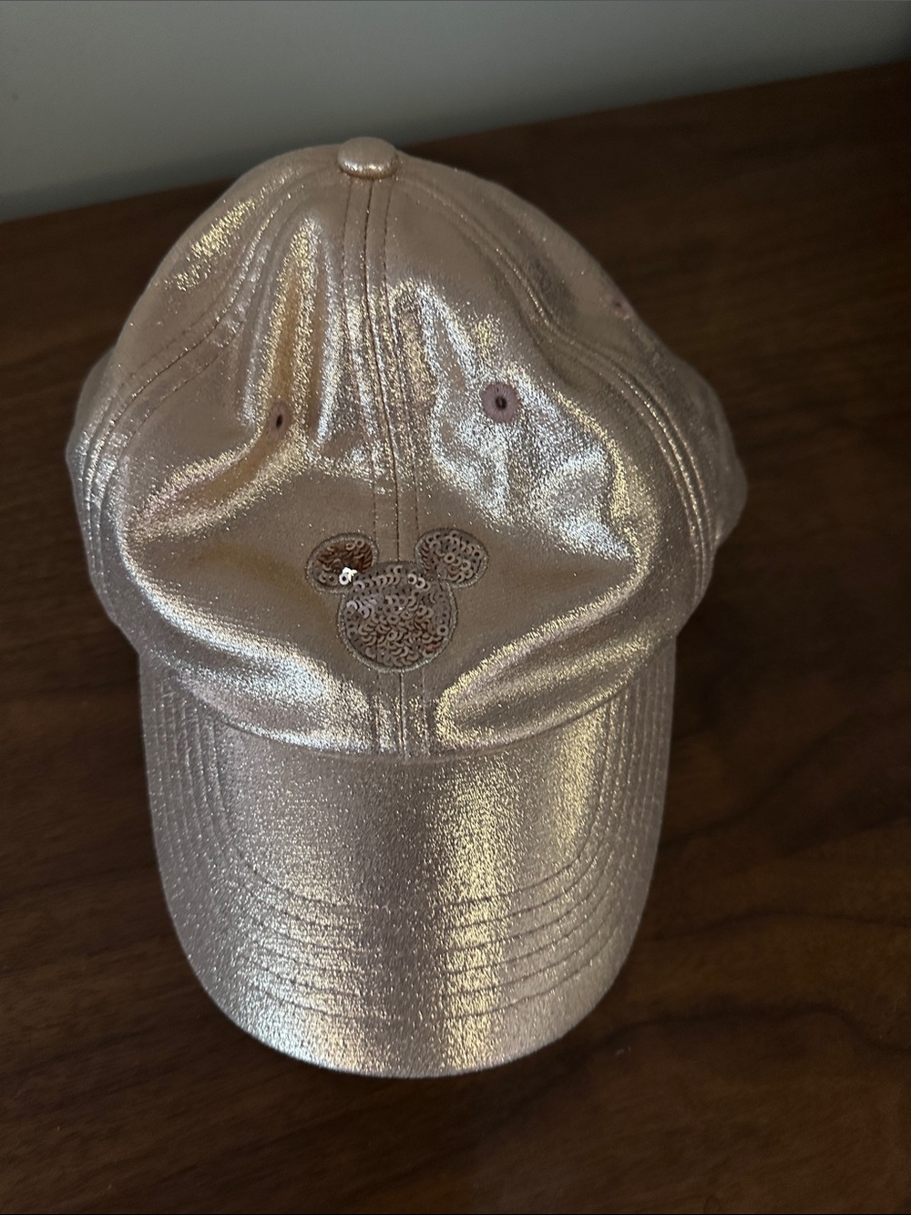 Metallic Pink Sequin Mickey Baseball Cap